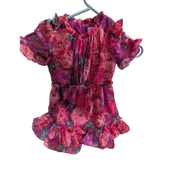 Wonder Nation Girls Metallic Chiffon Dress, size 4 pink short sleeve - Picture 3 of 8